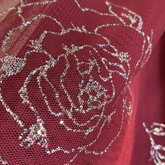 Knitworks Burgundy Glitter Roses Tank Dress 10 EUC - Picture 6 of 10